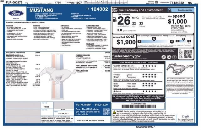2026 Ford Mustang EcoBoost® Premium Fastback