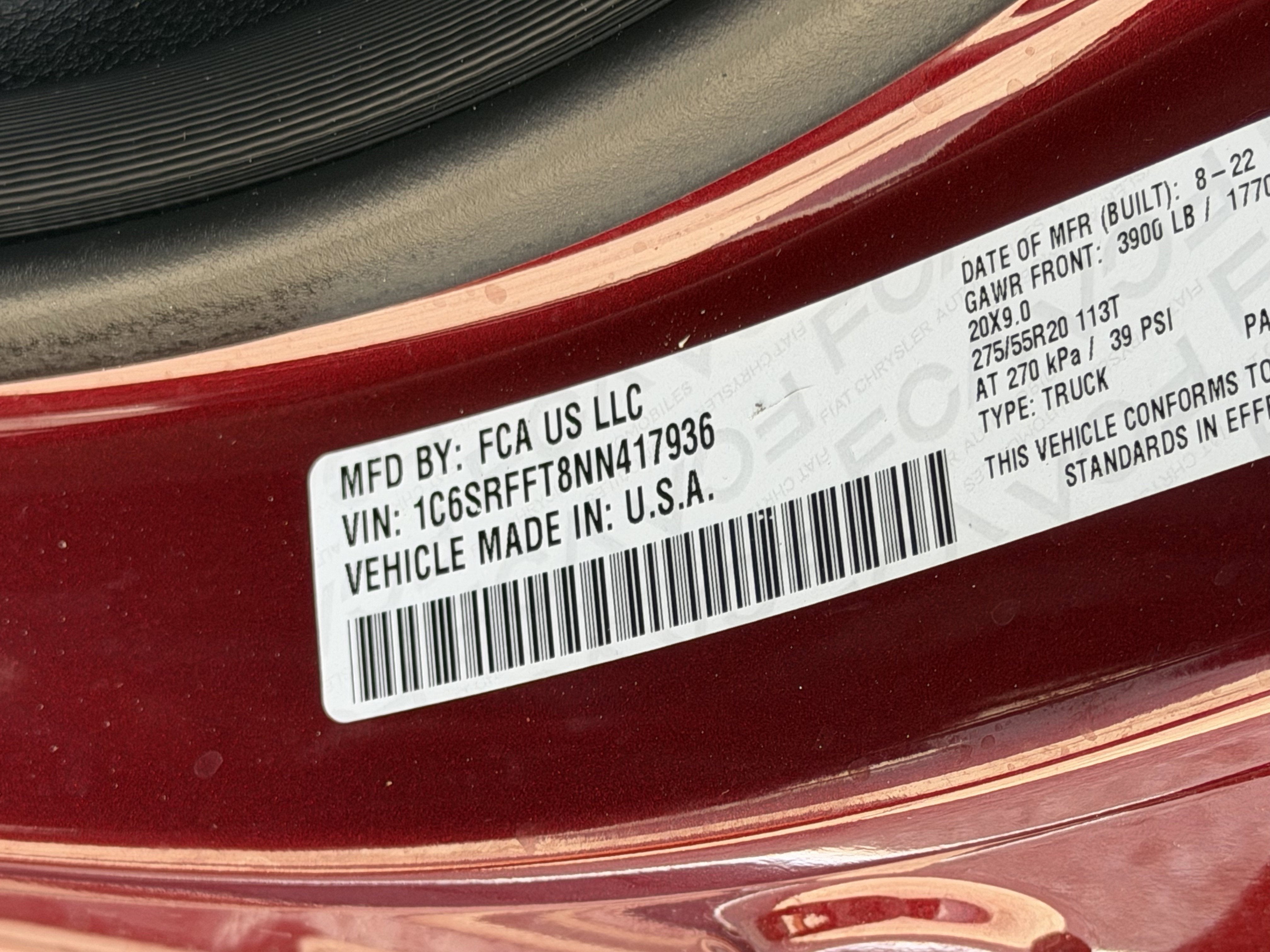 2022 RAM 1500 Lone Star Crew Cab 4x4 5'7' Box