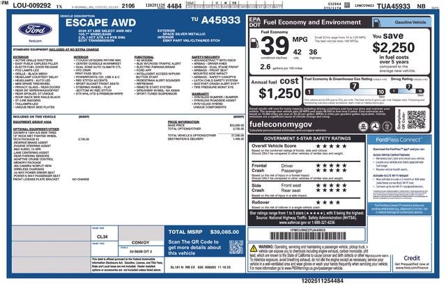 2026 Ford Escape Hybrid ST-Line Select