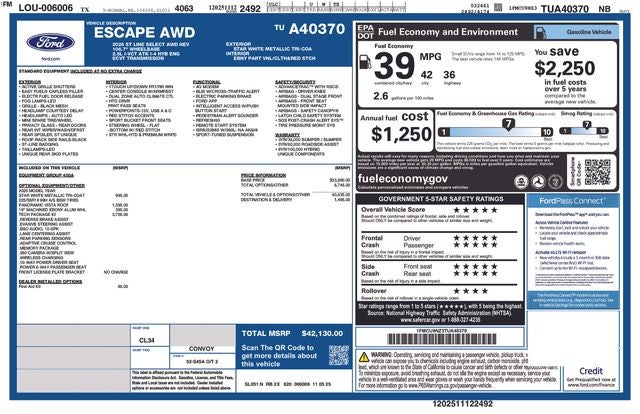 2026 Ford Escape Hybrid ST-Line Select