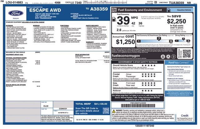 2026 Ford Escape Hybrid ST-Line Select