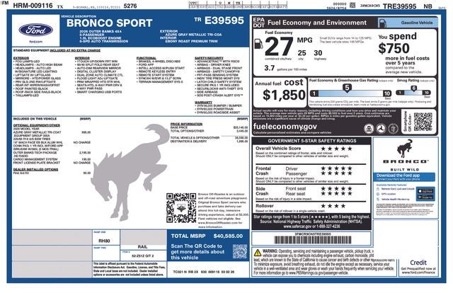 2026 Ford Bronco Sport Outer Banks IN-SERVICE FCTP