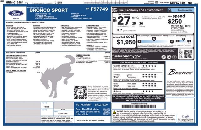2025 Ford Bronco Sport Heritage IN-SERVICE FCTP