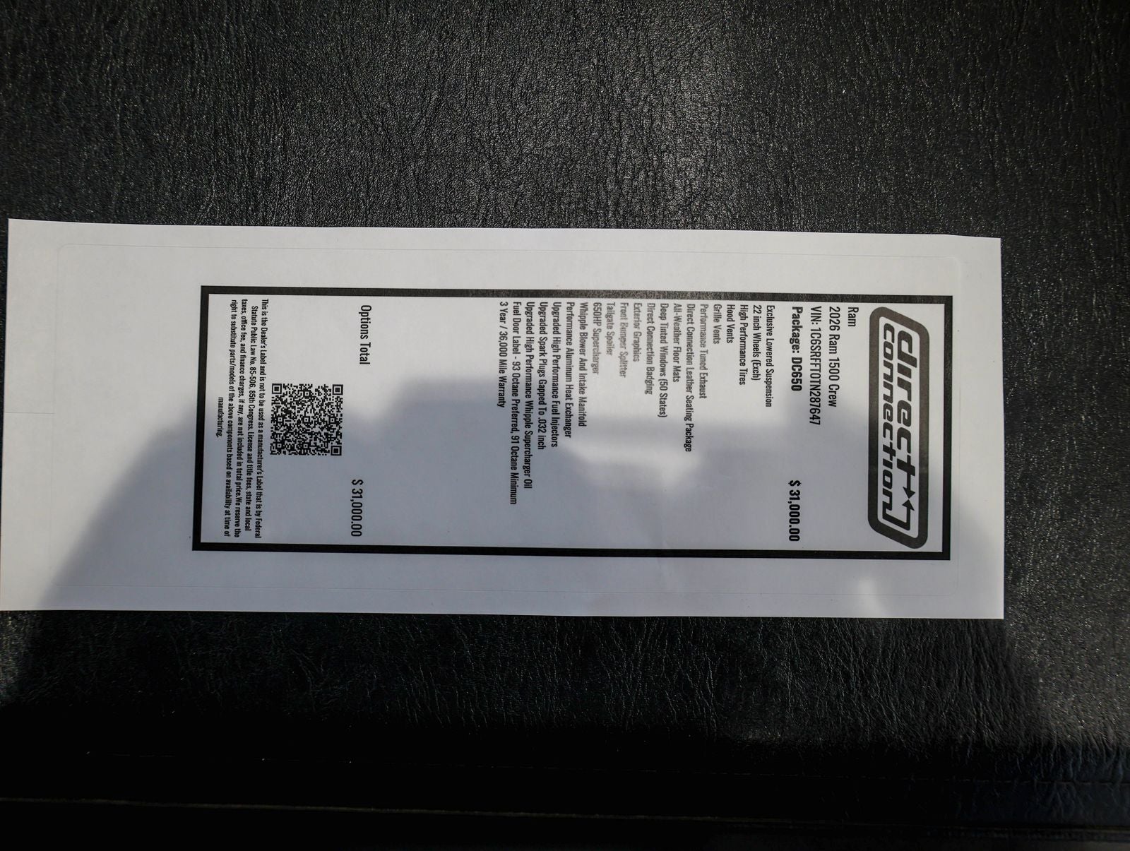 2026 RAM 1500 Direct Connection 650 Supercharged HEMI