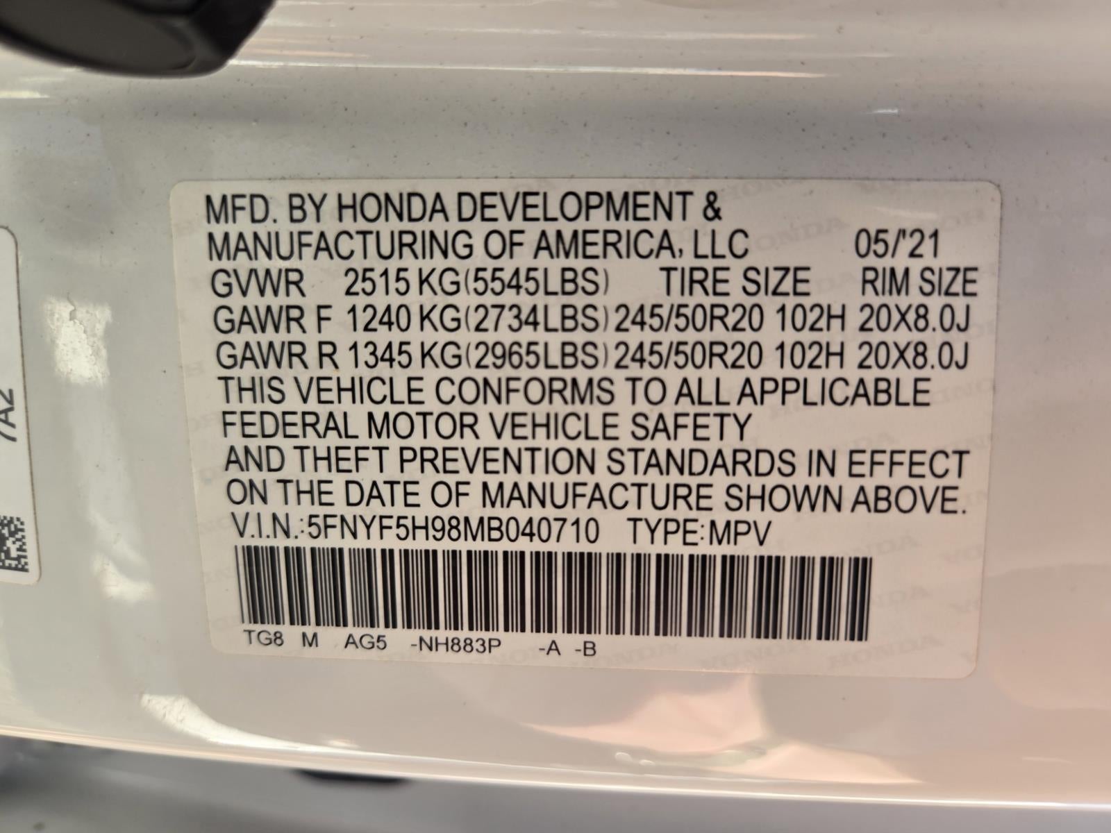 2021 Honda Pilot Touring 8-Passenger