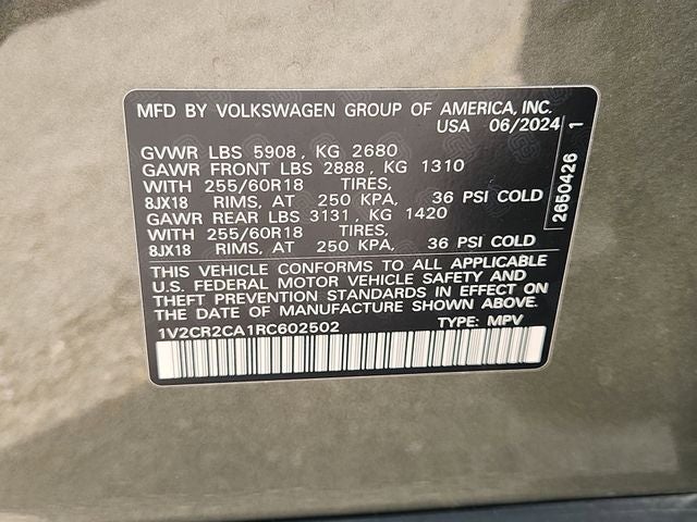 2024 Volkswagen Atlas 2.0T Peak Edition SE w/Technology