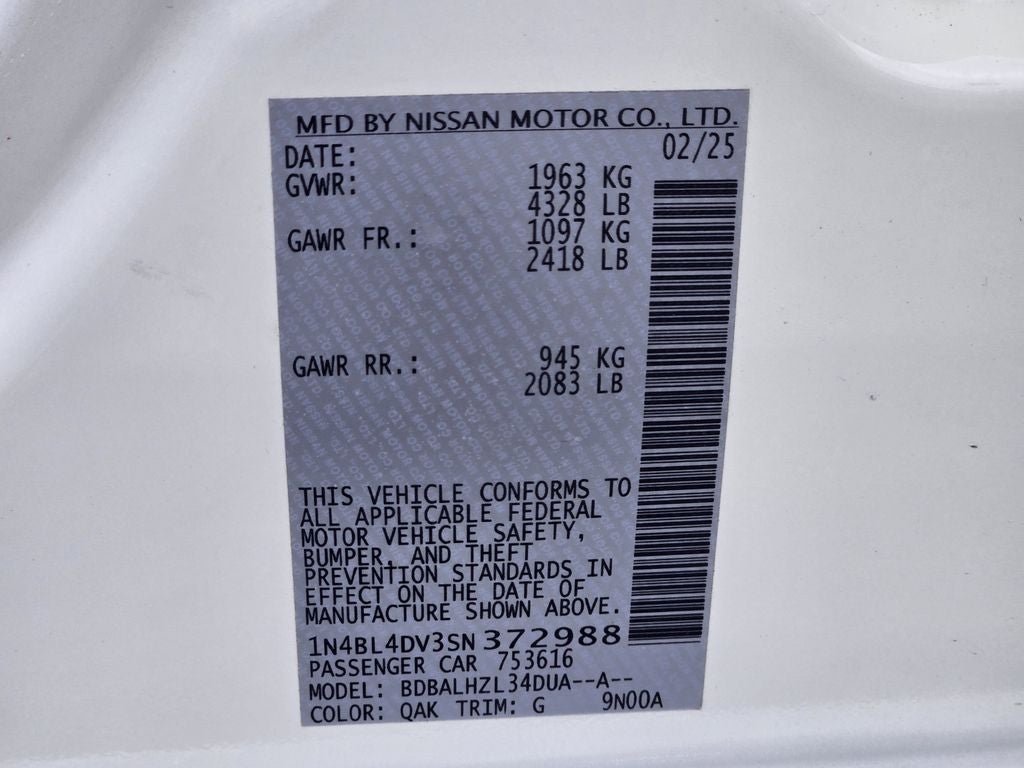 2025 Nissan Altima 2.5 SV