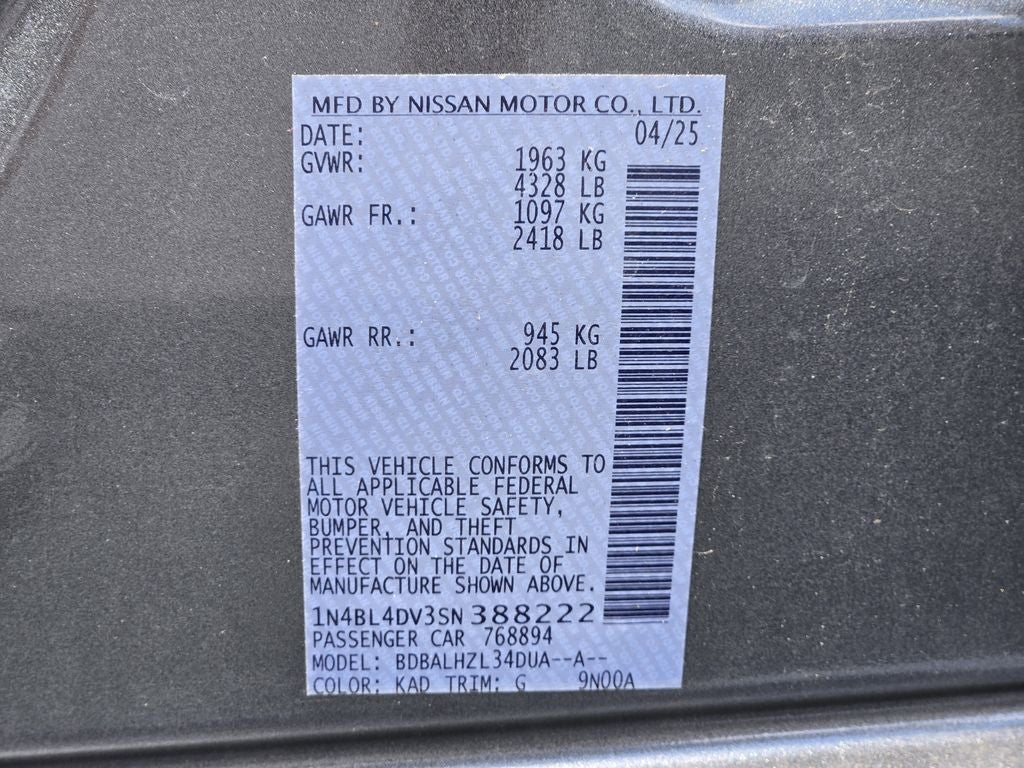 2025 Nissan Altima 2.5 SV